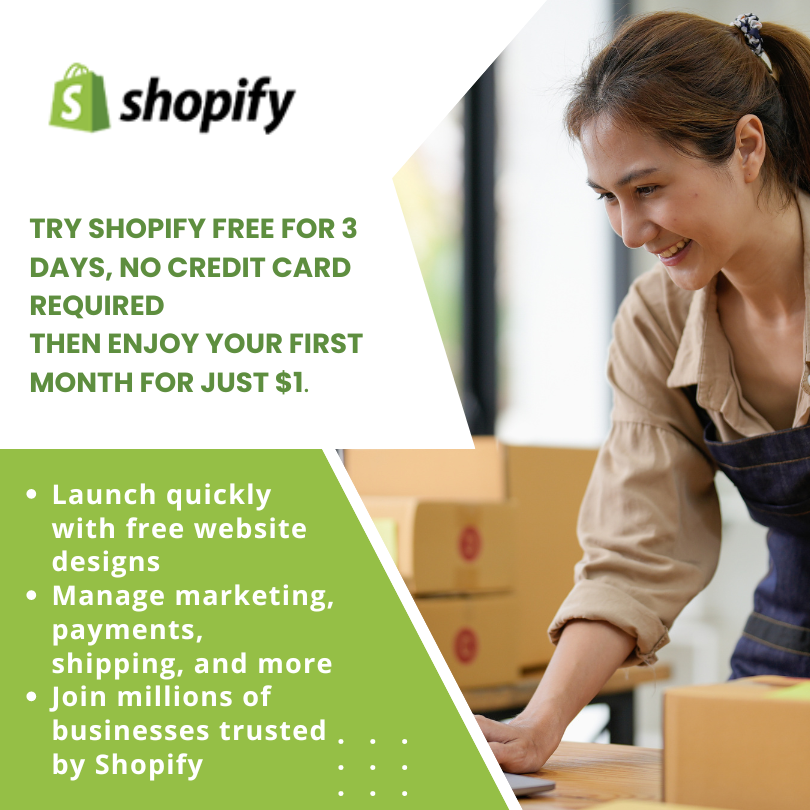 Try Shopify for $1 dollar